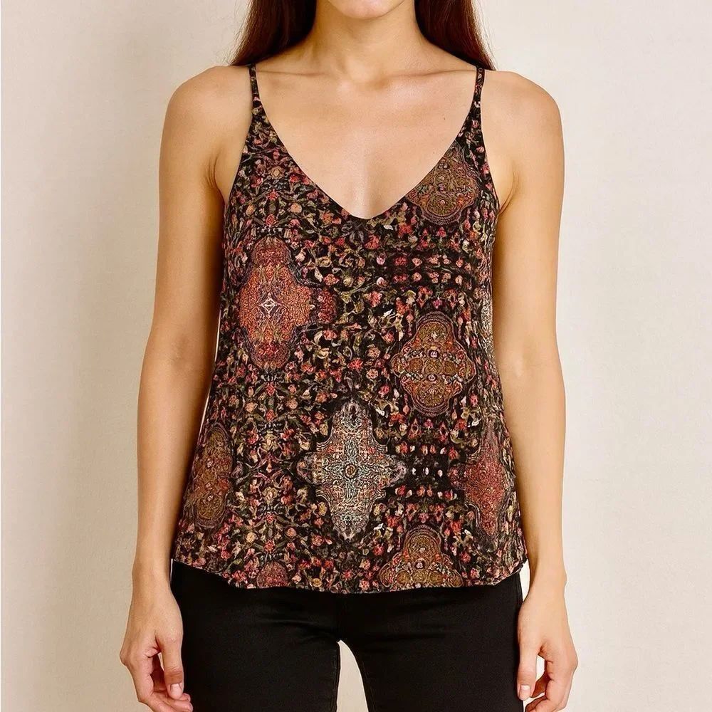 Topshop Boho Medallion Print Spaghetti Strap Cami Top XS Multicolor
